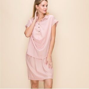 Remixmess Layered Button Front Dress in Mauve NWT